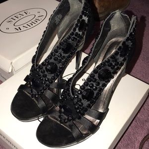 Black Steve Madden Tahra Beaded Stiletto Heel